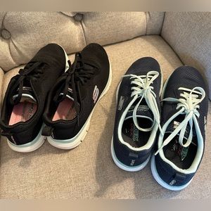 Womens 2 Pairs Sketchers Air-Cooled Memory Foam Flex Lite Sneakers.